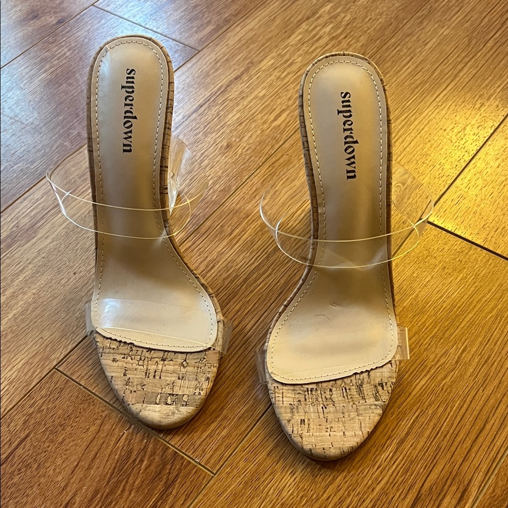 Superdown daisy heels Tan and Clear Women's Heels US9 5”heels